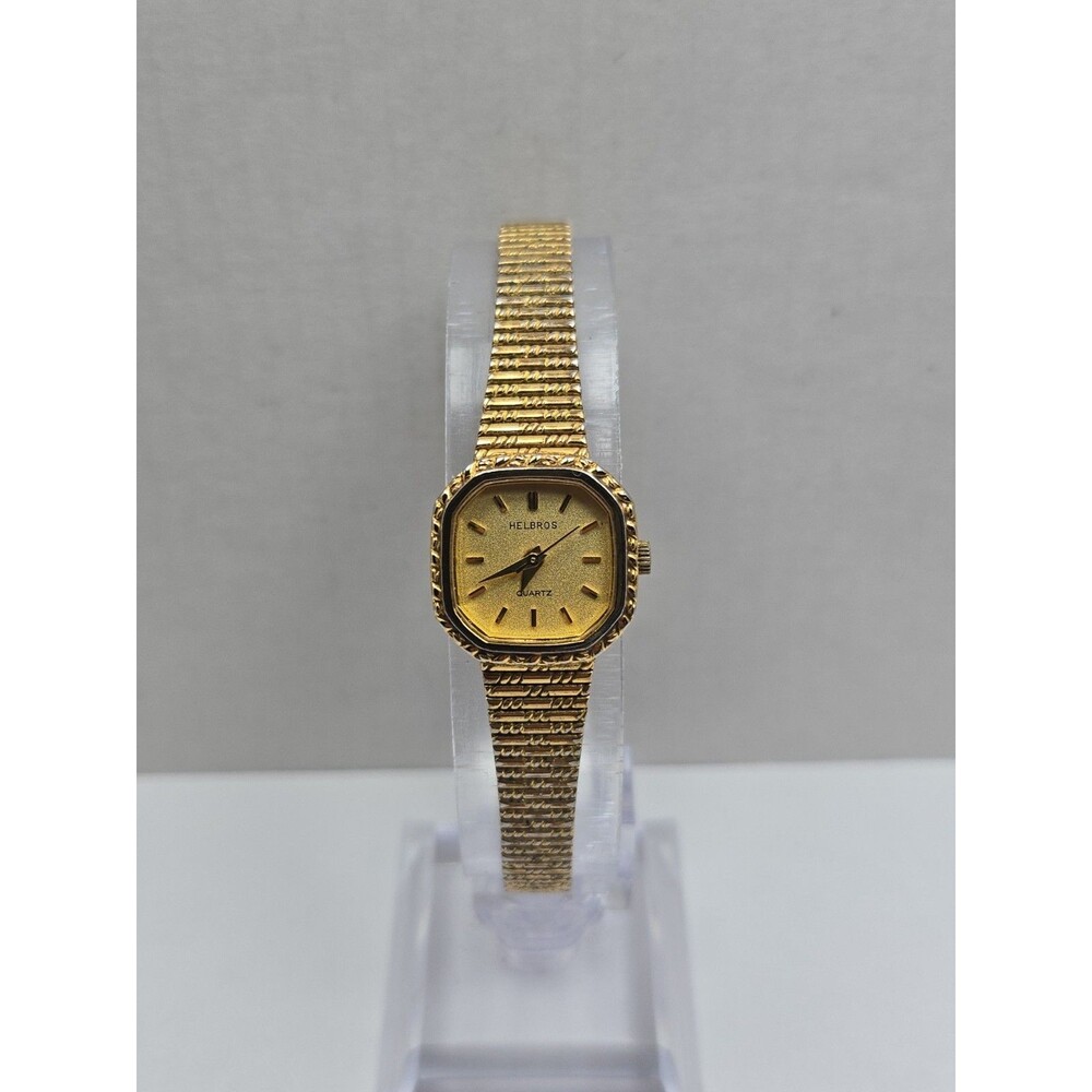 Vintage Helbros 25291 Womens Gold Tone Quartz Dress Watch Dainty New Battery